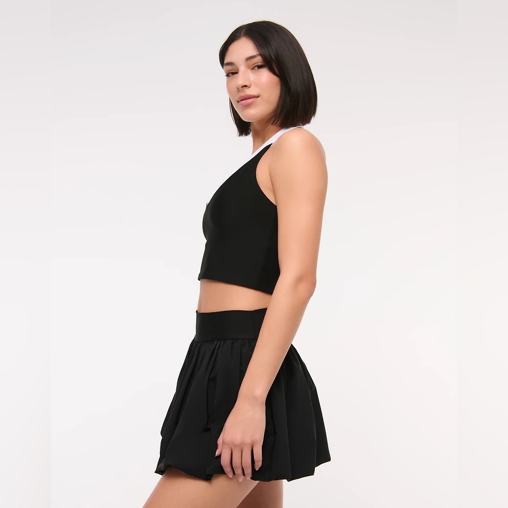 Abercrombie & Fitch YPB motionTEK Bubble Hem Black Mini Skirt